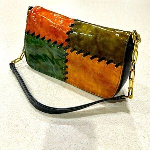 Leather handbag fall colors